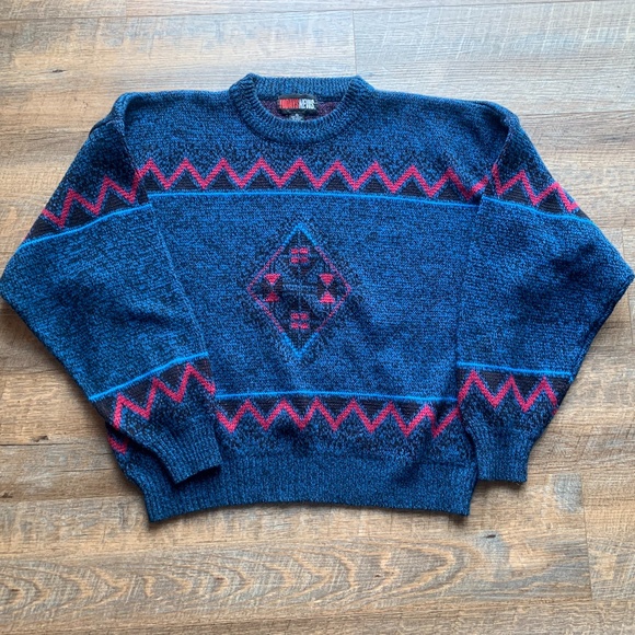 Men's Vintage Today's News Southwest Patterned Crewneck Sweater sz XL - Picture 1 of 6